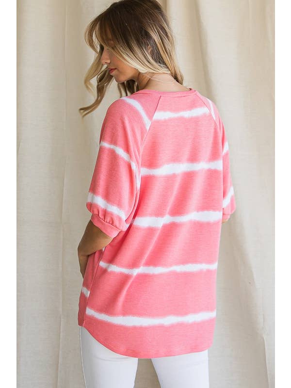 7th Ray – wholesale Tunika - Dam – Vardaglig Randig Batik Dam Tunika Topp T3978