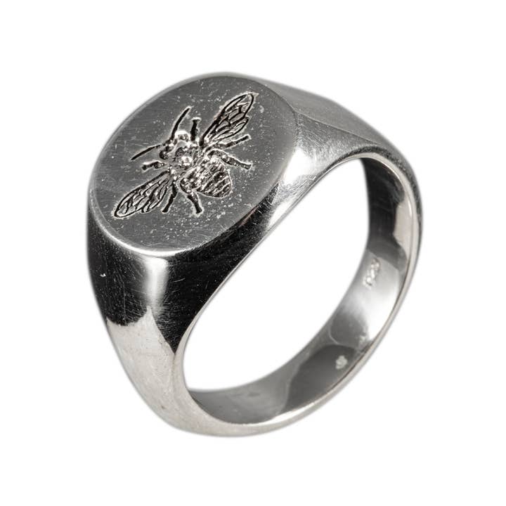 Bee Mine Sterling Signet Ring for wholesale by Saraswati Imports