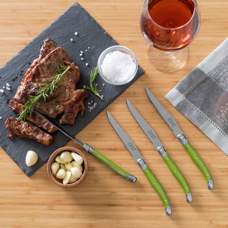 French Home - Vendita all'ingrosso Set di coltelli - French Home, set di 4 coltelli da bistecca Laguiole, verde primaverile3