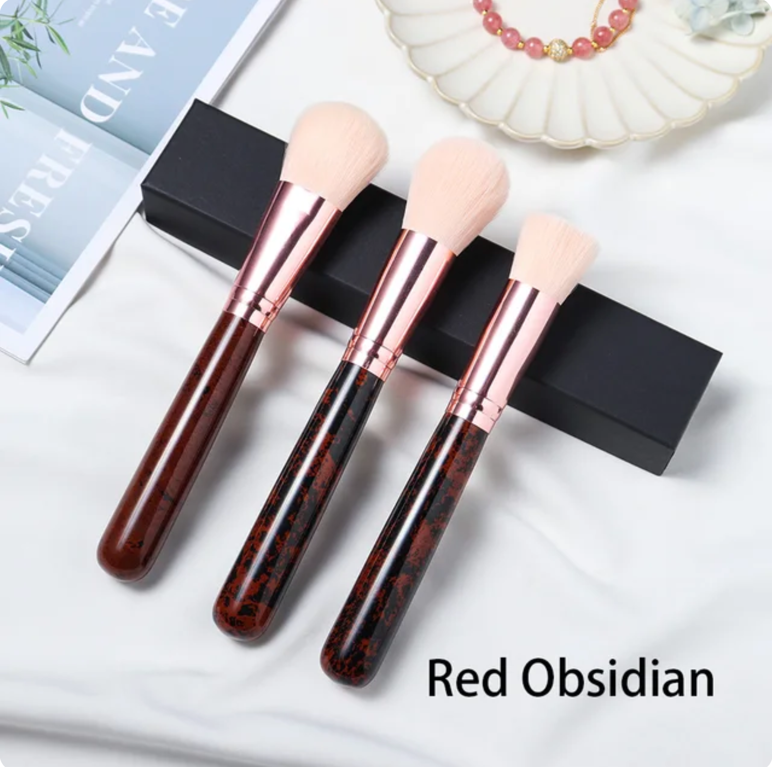 Crystolver (We Cover All Import Fees) - Vendita all'ingrosso Set di pennelli da trucco - Set di Pennelli Trucco con Manico in Pietra Preziosa9