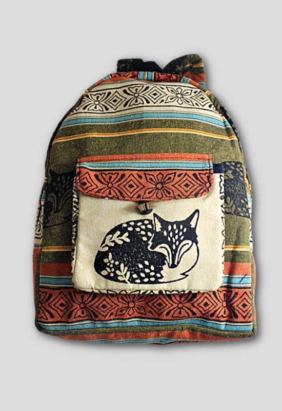Ganesh Himal Trading - Wholesale Backpack - Women's - Small Cotton Blockprint Backpack with Adjustable Straps4