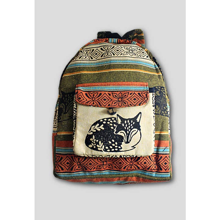 Ganesh Himal Trading - Wholesale Backpack - Women's - Small Cotton Blockprint Backpack with Adjustable Straps4