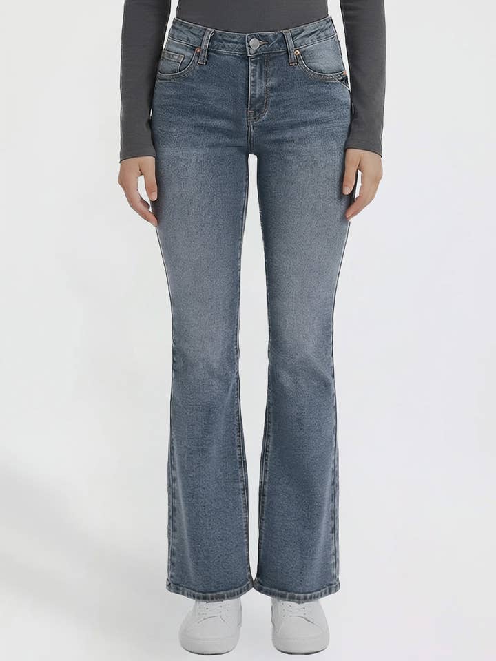 Junior Mid Rise Bootcut Jeans with Cross Hatch-P058401
for wholesale by YMI