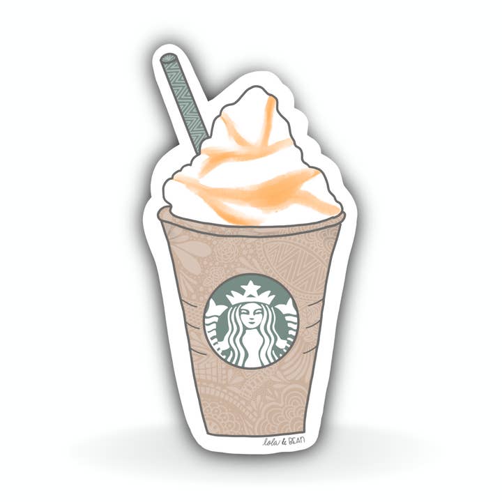 Frappuccino, Starbucks, Coffee Sticker, Hand-Drawn for wholesale by Lola & Bean Creations