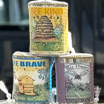 BEE ANYTHING Tin Soy Candles (set of 6) for wholesale by Chicky Moo- Handmade Goods