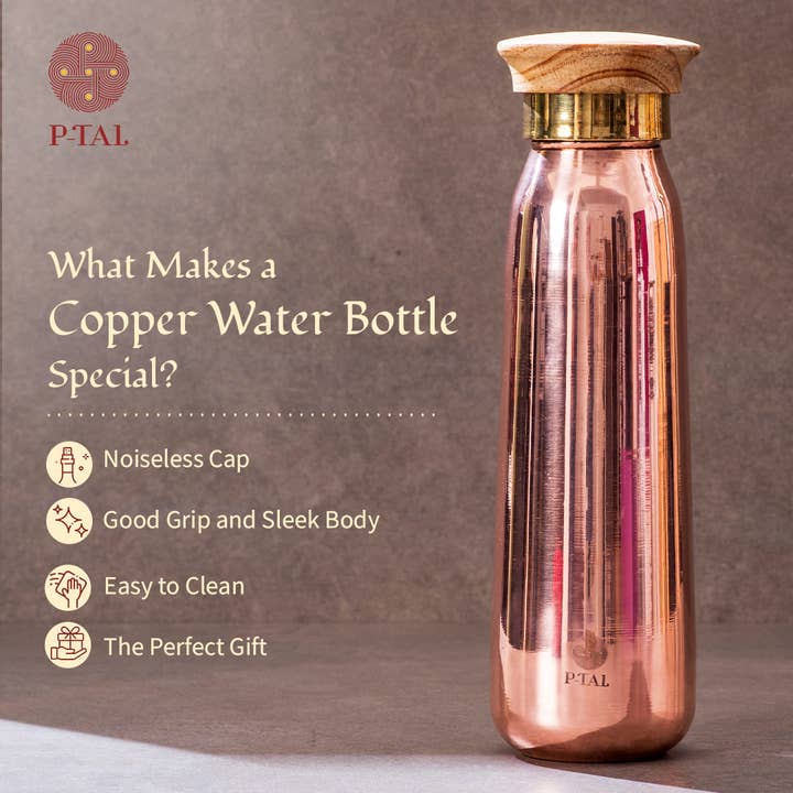 P-TAL – Großhandel Trinkflaschen – Kupferflasche, 100% auslaufsichere Kupferwasserflasche