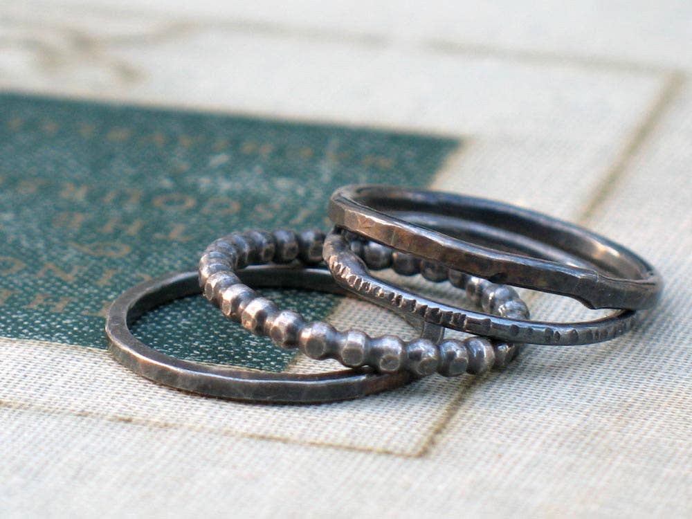 Metamorphosis Metals - Wholesale Band/Stacked Ring - Silver Stacking Rings- set of 42