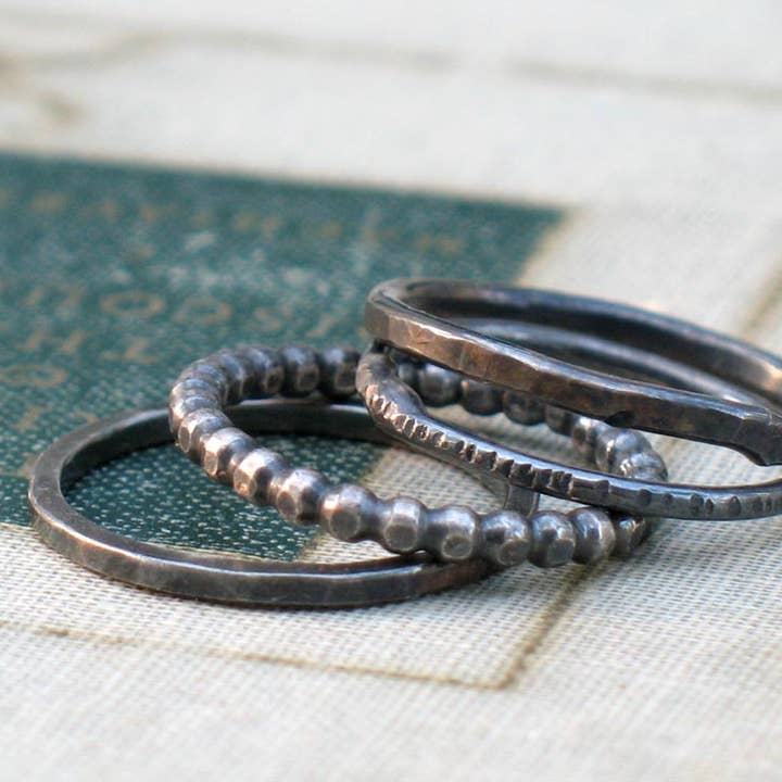 Metamorphosis Metals - Wholesale Band/Stacked Ring - Silver Stacking Rings- set of 42