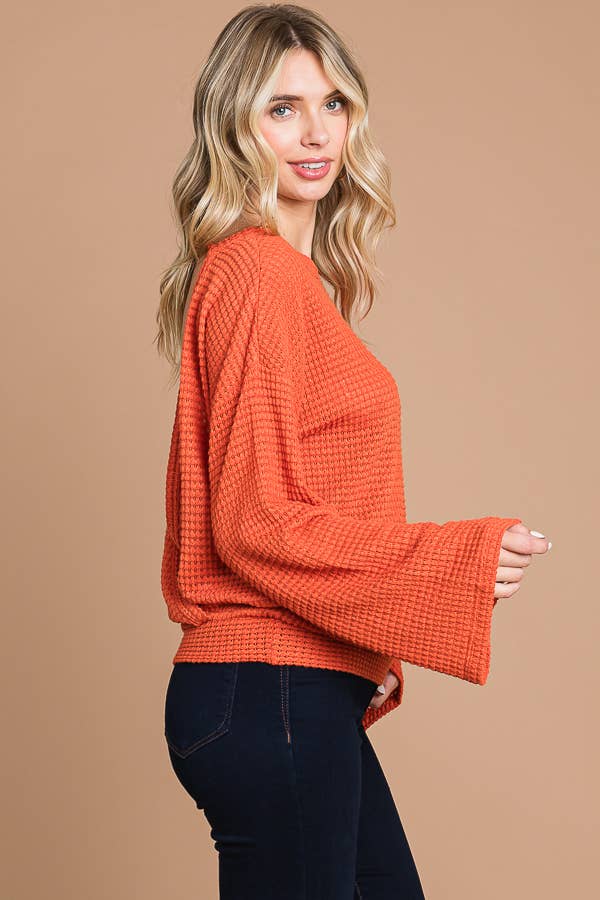 Culture Code - Wholesale Knit Top - Women's - CHT1824L - SURPLICE BACK DETAIL BELL SLV TOP6