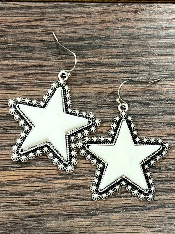 724092, Star White Turkos Örhängen för wholesale av ISAC Trading Inc