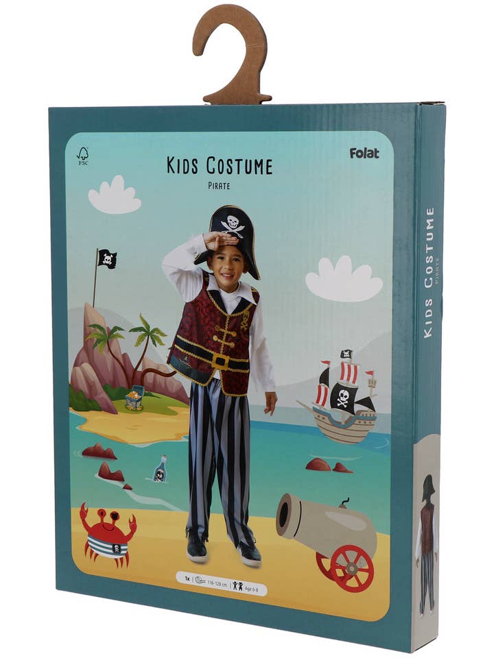 Folat BV - Venta al por mayor Disfraz - Niños - Disfraz de Pirata - Con Sombrero de Pirata - 98–110 cm / 3–5 años6
