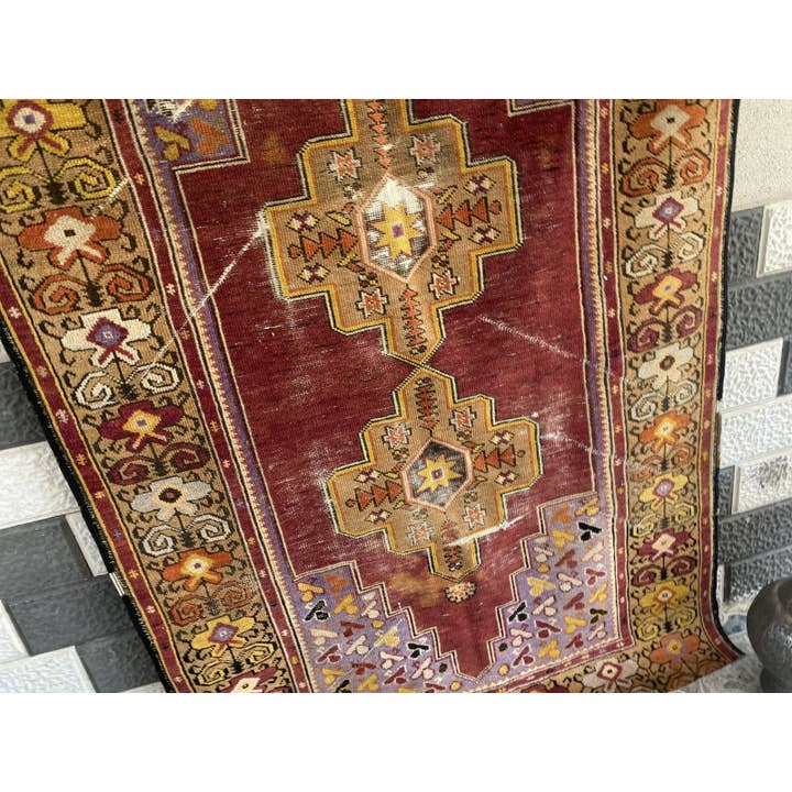 Oushak Rugs - Wholesale Area Rug - Vintage Turkish Oushak Handmade Geometric Wool Rug 4x6 ft7