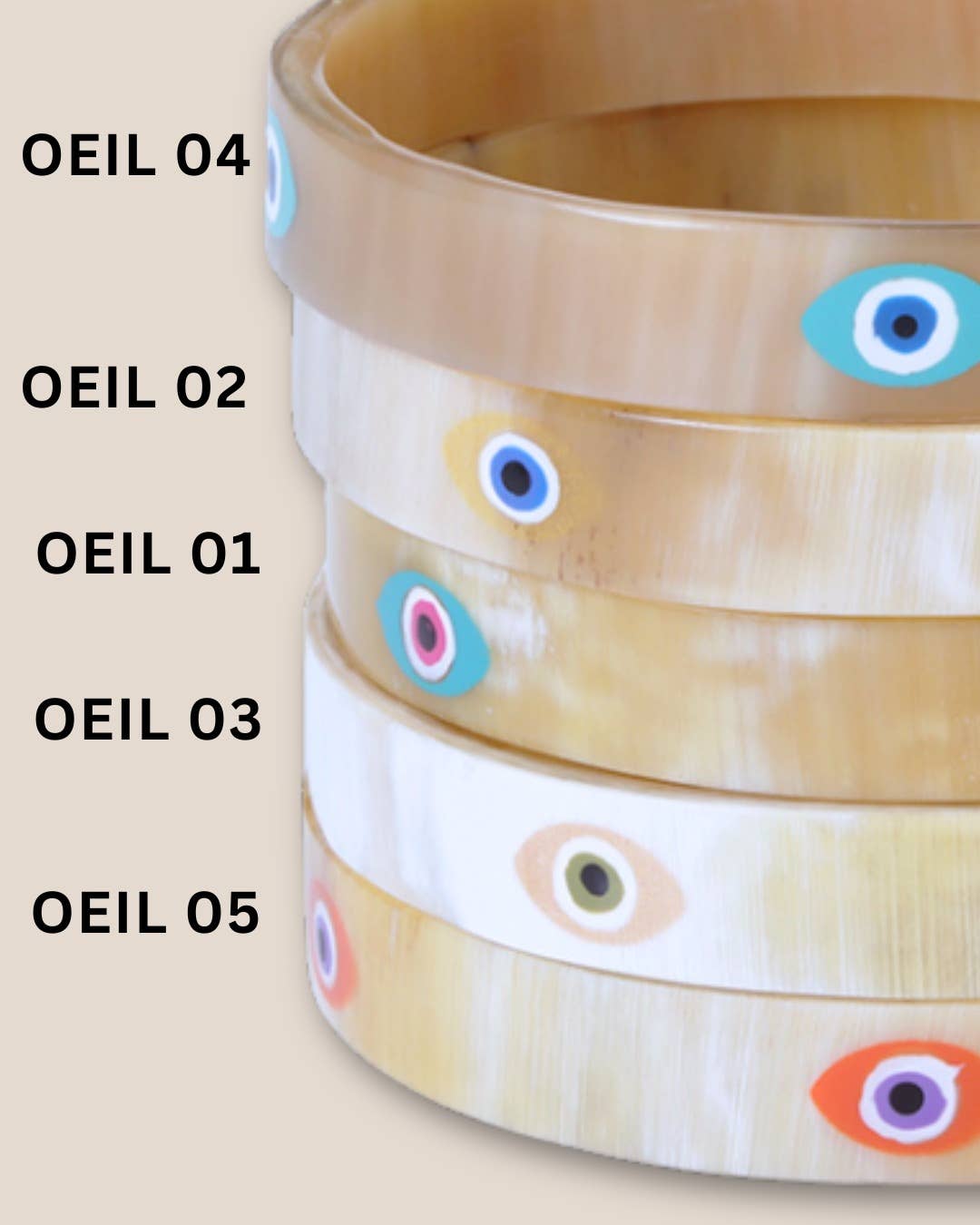 JolieJulie-MaLune-VentiLLo - Wholesale Bangle Bracelet - Horn bracelet 10mm EYE 022