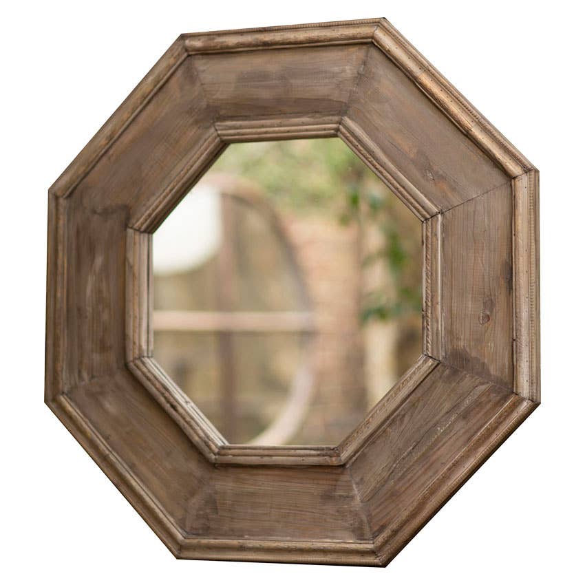 Vagabond Vintage - Wholesale Wall Mirror - Rustic Recycled Pine Octagonal Wall Mirror in Natural Finish1