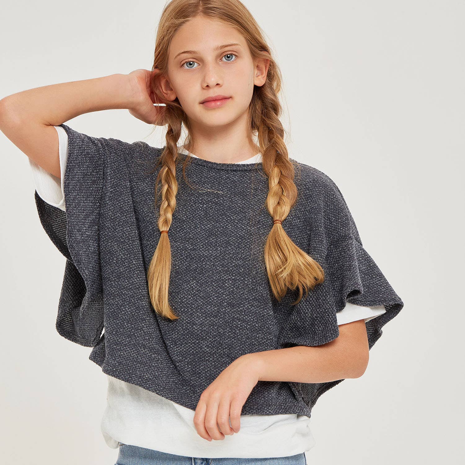 Good Girl - Vendita all'ingrosso Maglione tricot - Bambini - Maglione con volant pullover cropped in maglia grossa8