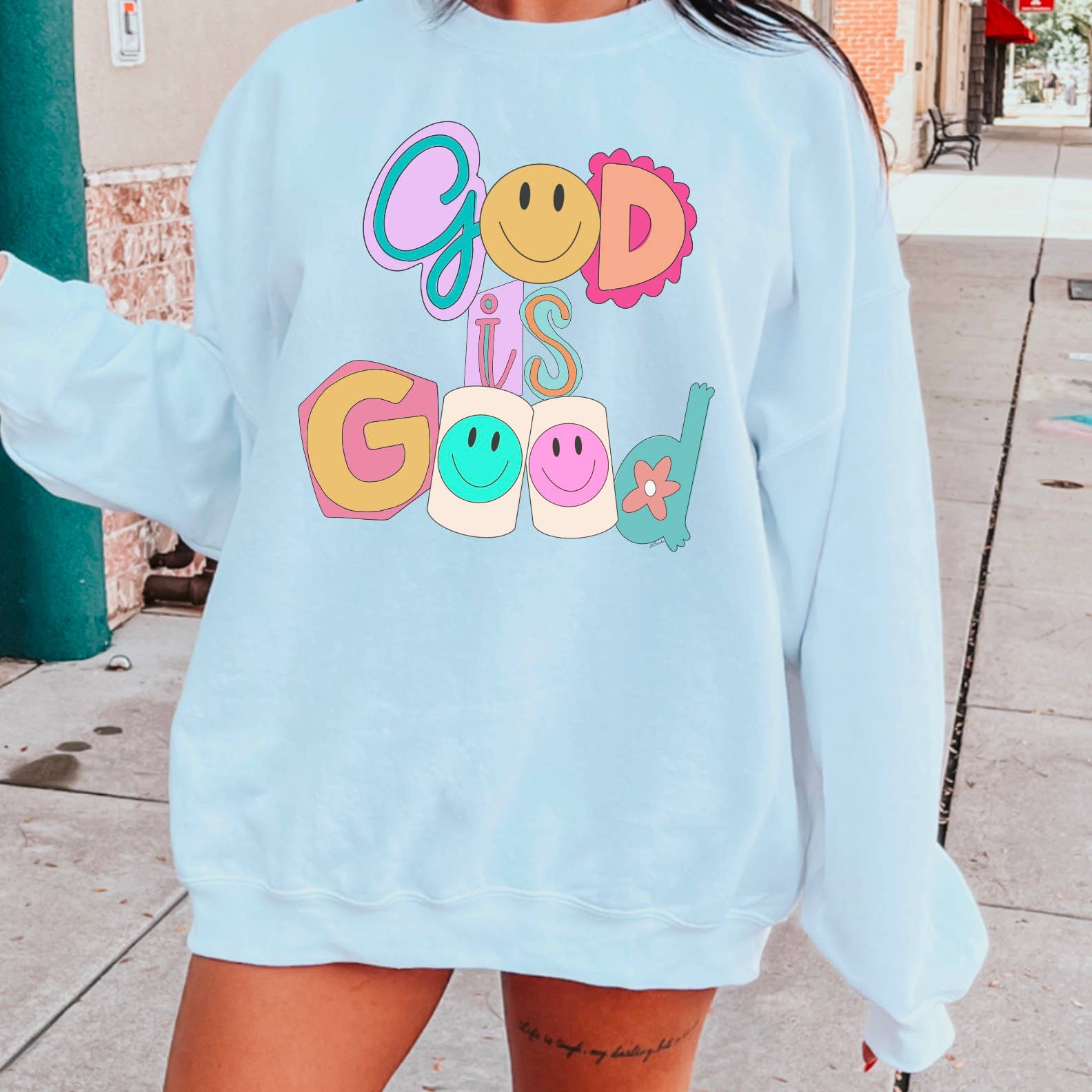 Shoppe SHC - Wholesale Graphic Sweatshirt - Women's - Christian Apparel | God Is Good Graphic Sweatshirt0