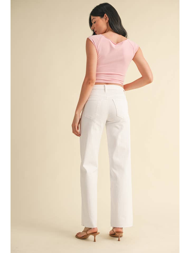 JUST BLACK DENIM - Wholesale Pants - Women's - BP468J - OPT WHT - Slim Palazzo w/ Scissor Cut
