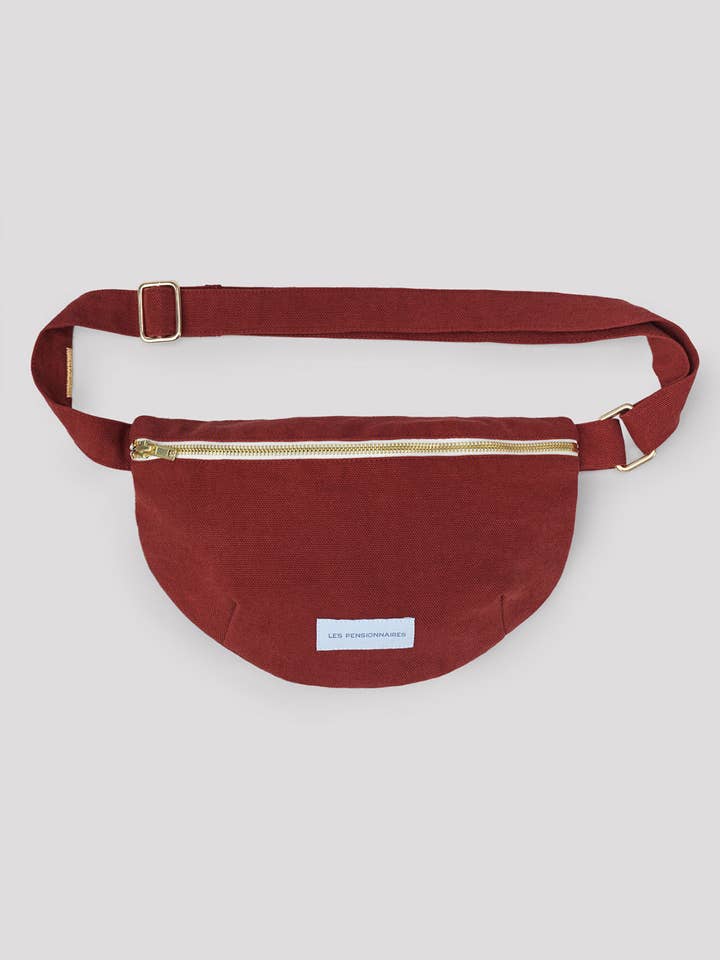 Rust organic cotton canvas fanny pack for wholesale by Les Pensionnaires