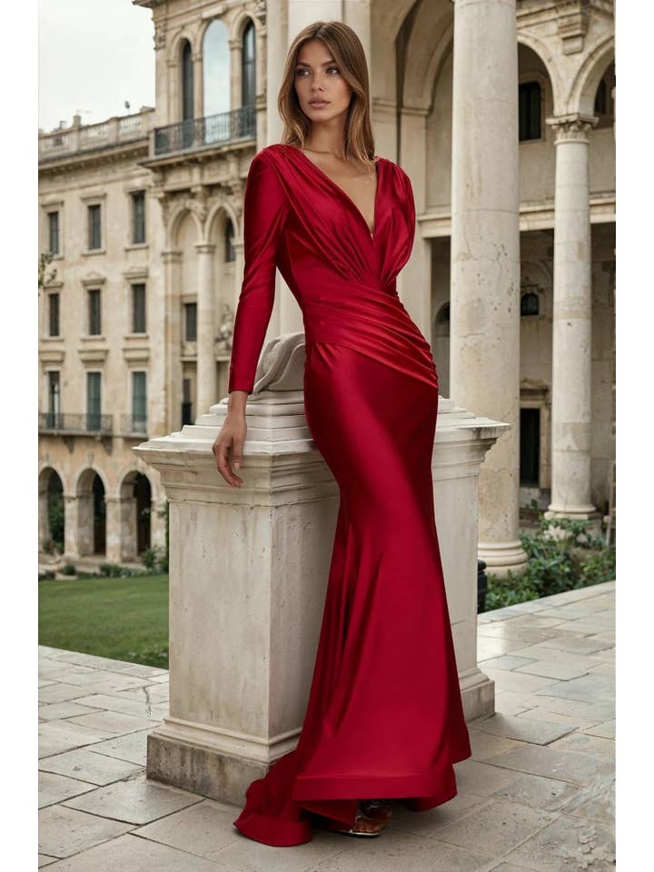 Kos Couture - Wholesale Gown - Women's - Long Sleeve Formal Evening Dress 2