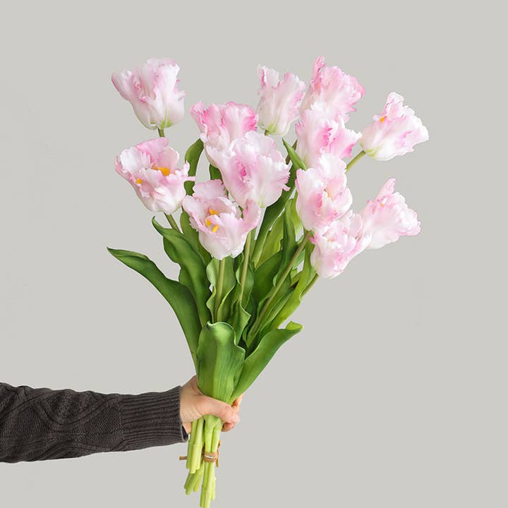 ACNITE(We cover U.S. import duties) - Wholesale Artificial Flowers - 3 flowers artificial tulips bunch real touch Parrot tulips7