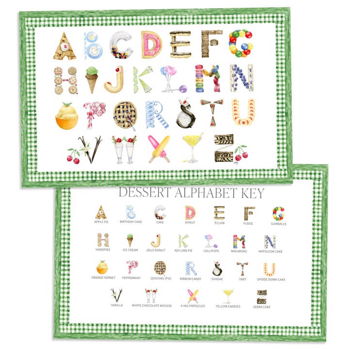 Dessert Alphabet Placemats for wholesale by The Letter Nest