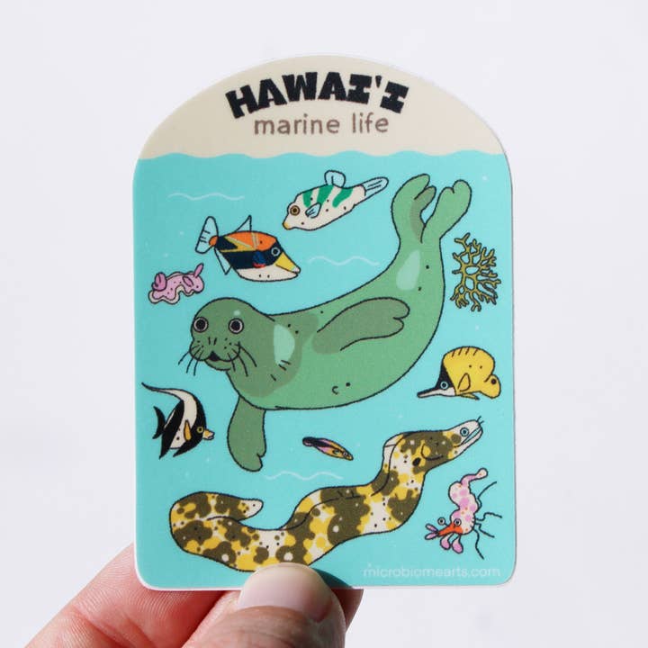 Hawaii Marine Life 3” Sticker for wholesale by Microbiome Arts