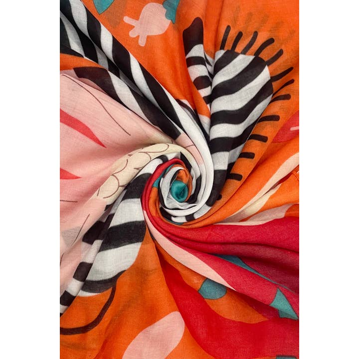 Fashion Scarf World - Wholesale Scarf – Women's - Bright Zebra Jungle Print Square Scarf11