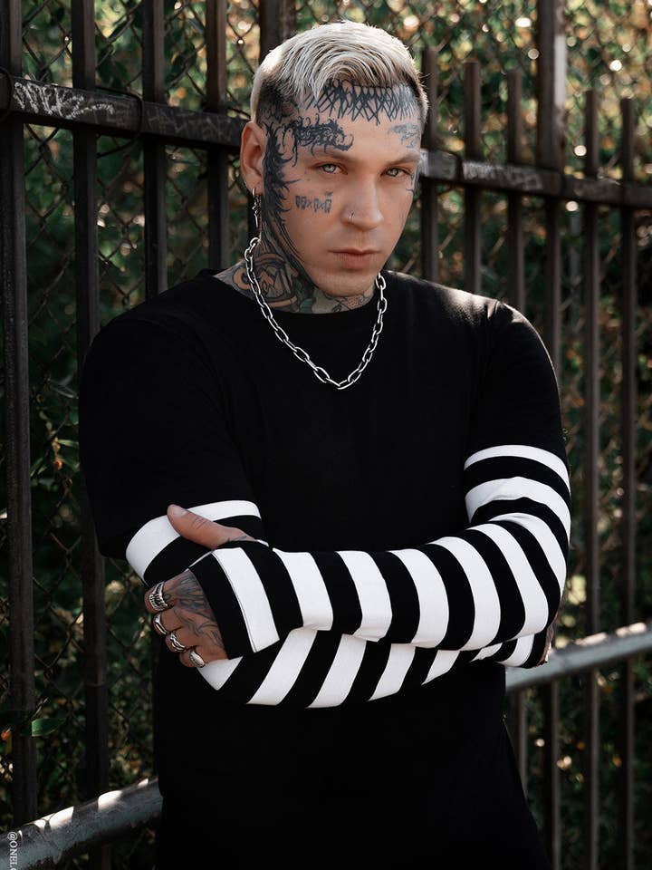 Specter Striped Long Sleeve Shirt for wholesale by vampirefreaks