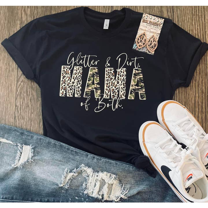 Southern Attitude Designs Inc - Wholesale T-Shirt (Graphic) - Women's - Mama of Both - Glitter & Dirt