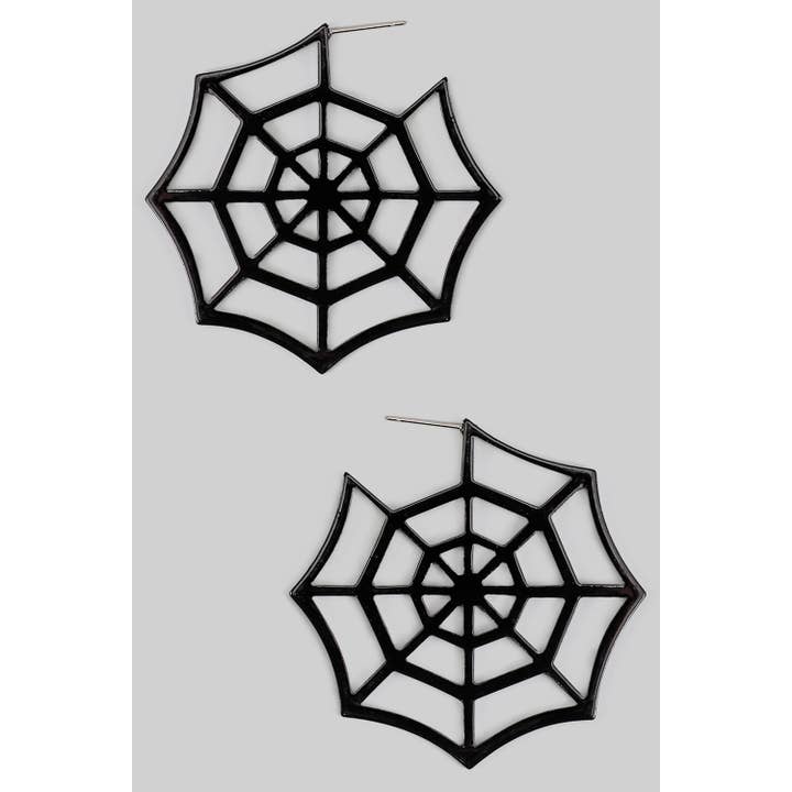 ACRYLIC BLACK WEB EARRINGS for wholesale by Girly