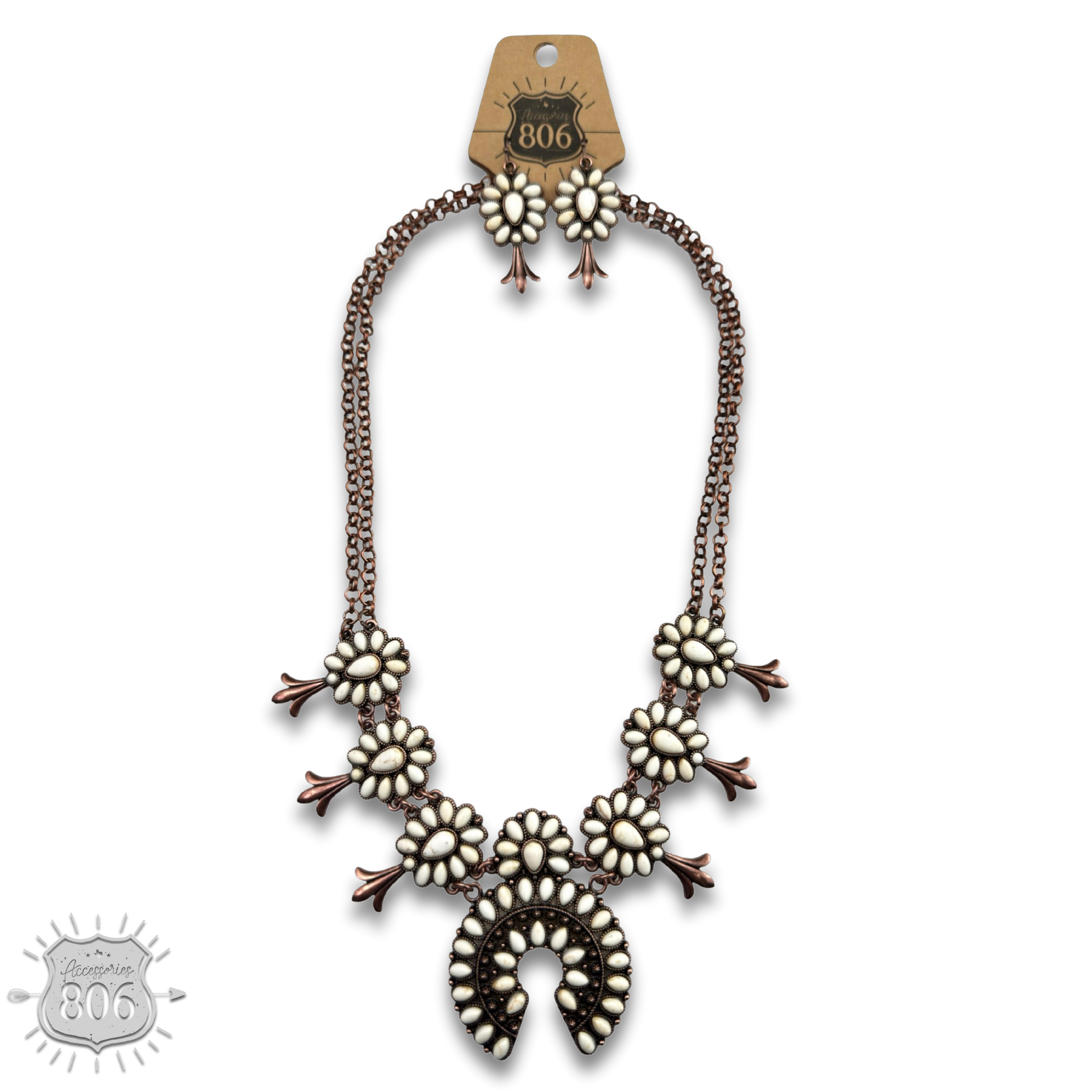 Pink Panache Brands - Wholesale Jewelry Set - Stone squash blossom necklace set - LC7