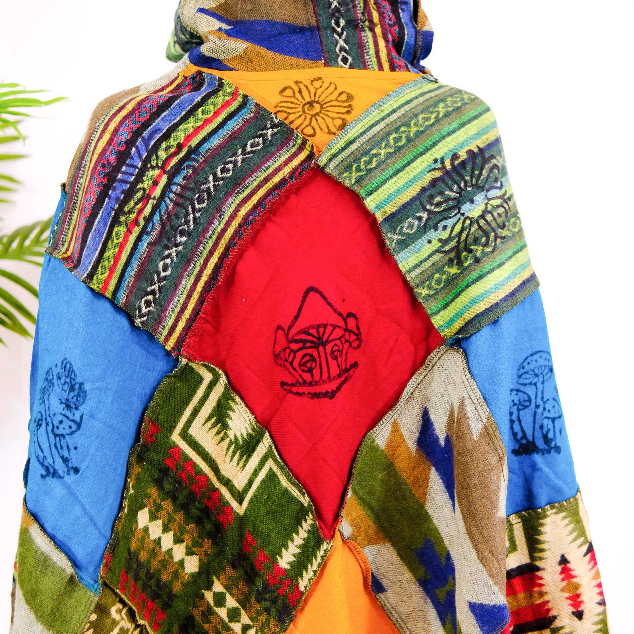 Karma Nepal Crafts - Wholesale Poncho - Unisex - Patchwork Wool Unisex Fall/Winter Ponchos3