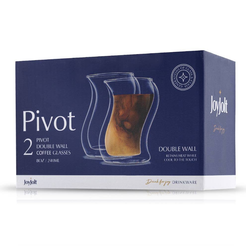 JoyJolt – Chávena de chá por atacado – Copos de café de parede dupla Pivot, conjunto de 2 onças4