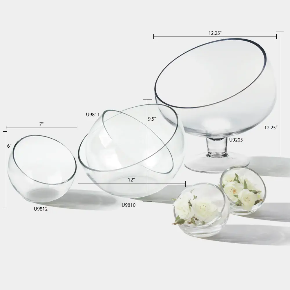 Pod Glass Vase, Clear (7" Top) for wholesale on Faire1