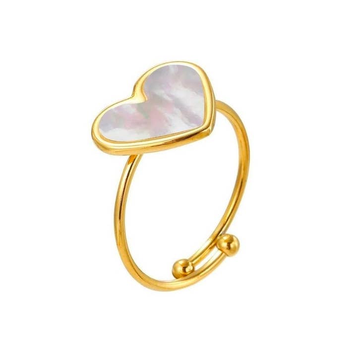 Bague cœur nacre pour la vente par Pampa Mia