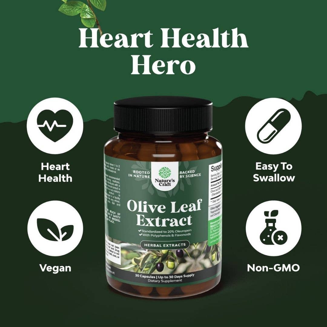 Nature's Craft - Wholesale Oral Supplement/Vitamin - Olive Leaf Capsules – Herbal Extract for Heart Health, 30ct4