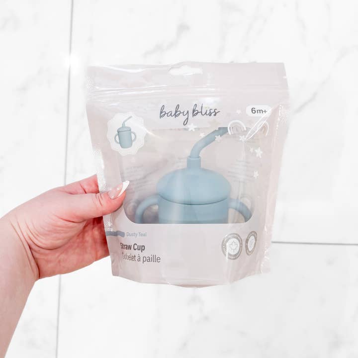 Sippy Cup with Straw, Spill-Proof & Anti-Stain - Dusty Teal for wholesale on Faire