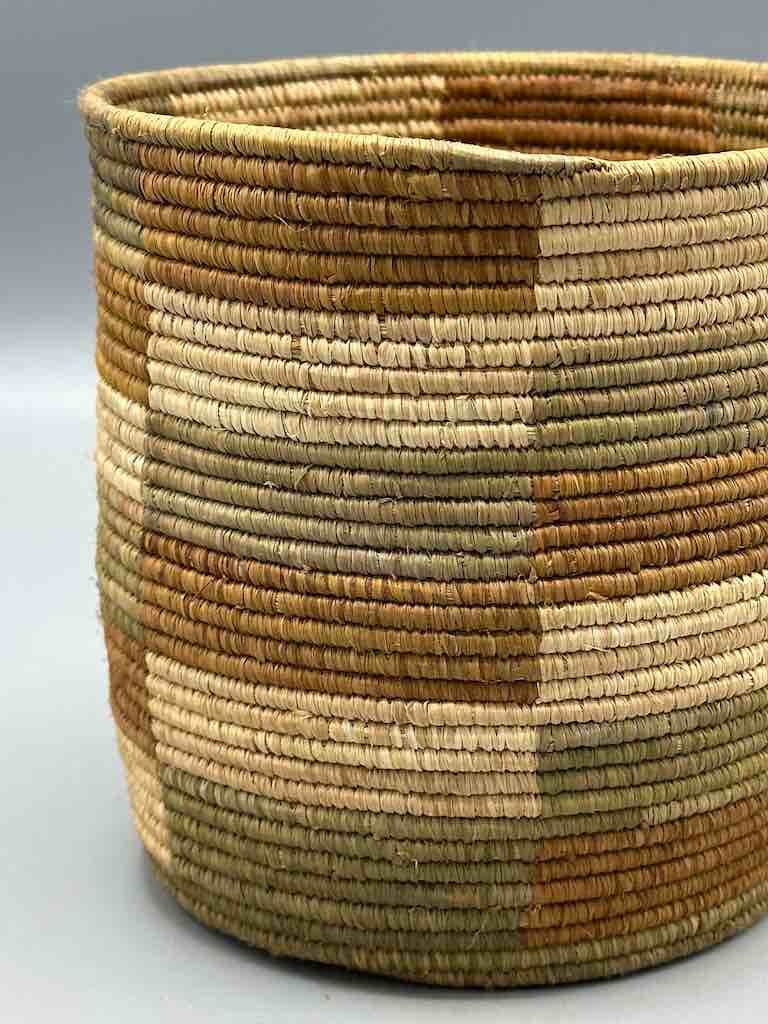 The Niger Bend - Wholesale Basket - Earth tone checkerboard cylinder tightest weave Batwa basket5
