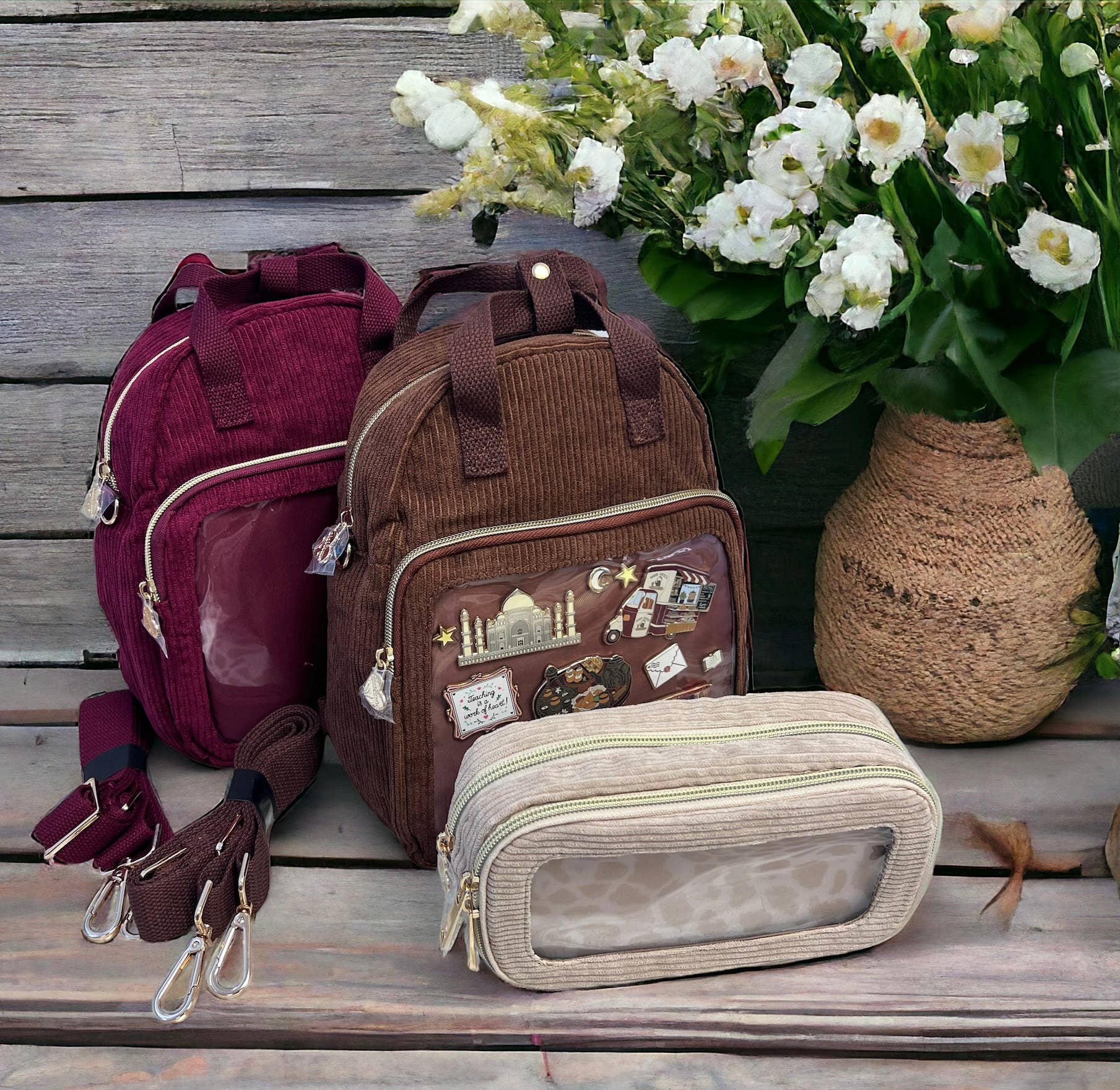 zizi&me - Wholesale Pencil Case/Pouch - Corduroy ITA pouch with clear vinyl window to display pins10