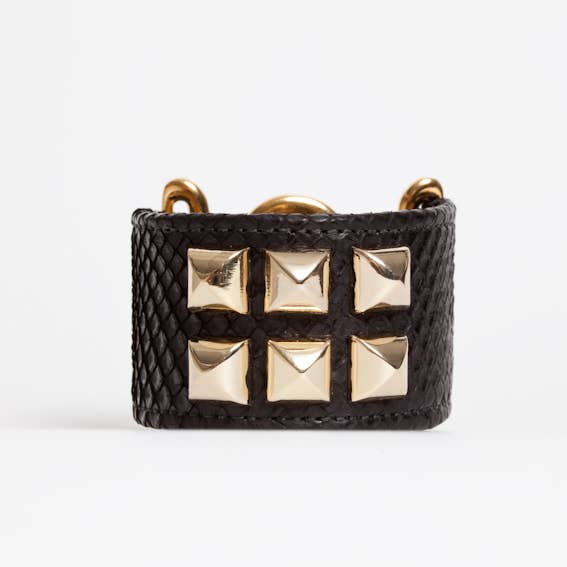 METAL TALON PYTHON LEATHER CUFF for wholesale by Avenue Chic