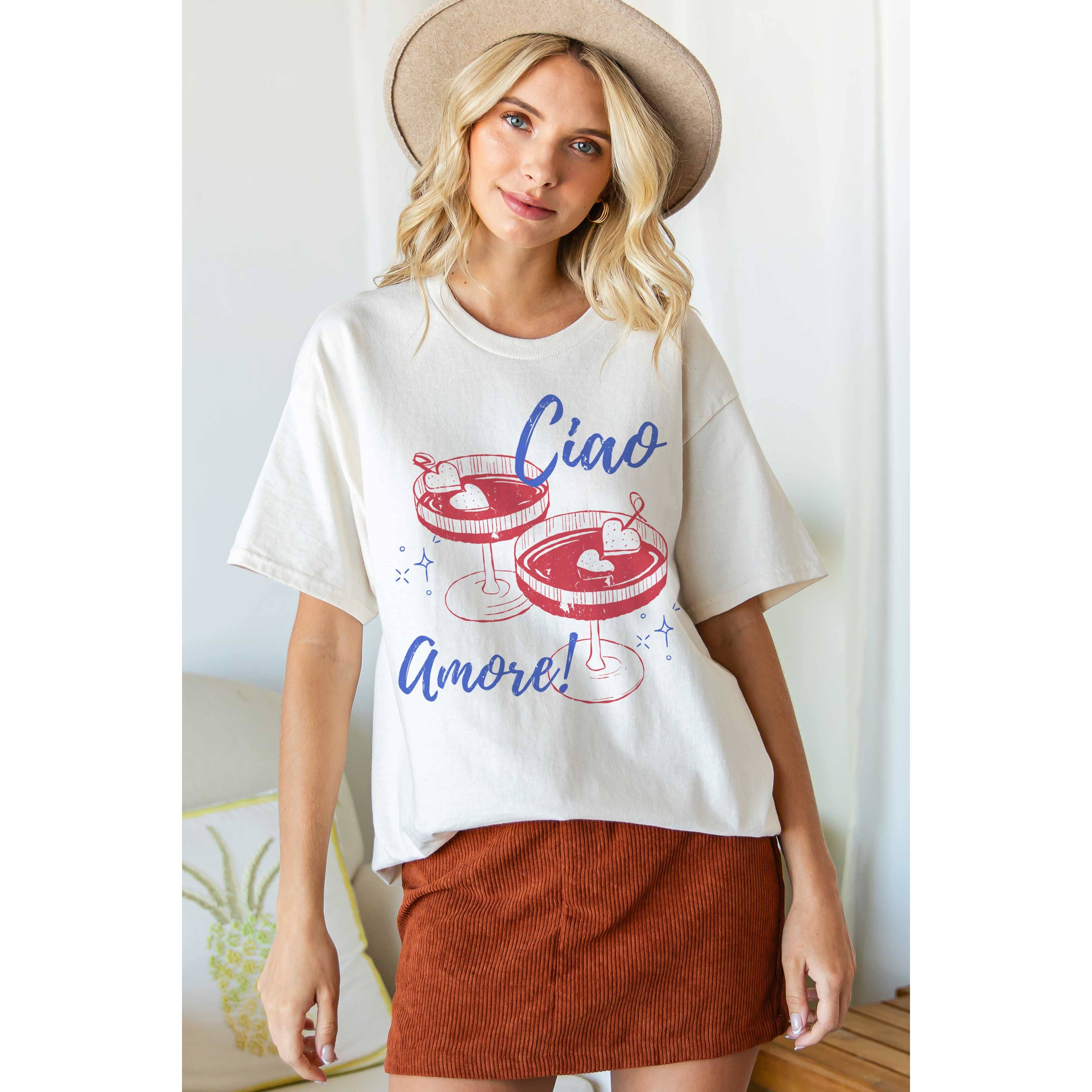 BLUME & CO. - Vendita all'ingrosso Maglietta stampata - Donna - CIAO AMORE T-shirt Grafica Oversize2