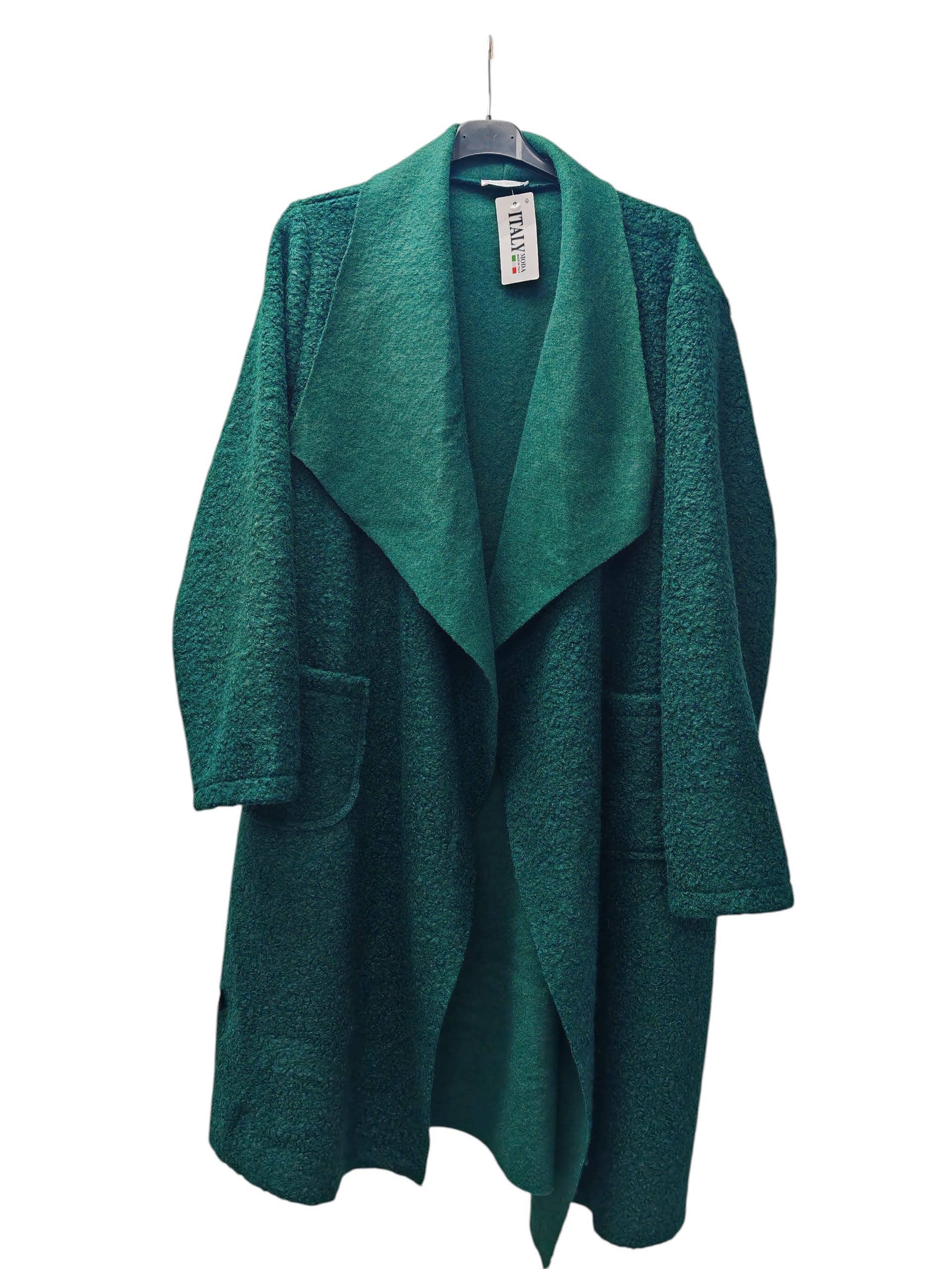 Superbia - Vendita all'ingrosso Cappotto - Donna - Nuovo cappotto italiano morbido taglia unica a cascata con due tasche12