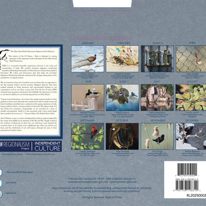 DELAFIELD CALENDARS by Robert Lang Co. - Wholesale Calendar - CAL-2025 ART OF NATURE- BIRDS