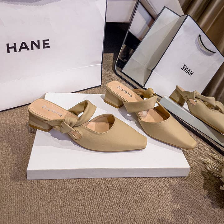 ACCITY - Wholesale Low Heels - Women's - SIMPLE SQUARE TOE SQUARE TOE MULES WITH THICK HEEL_CWSHS07112