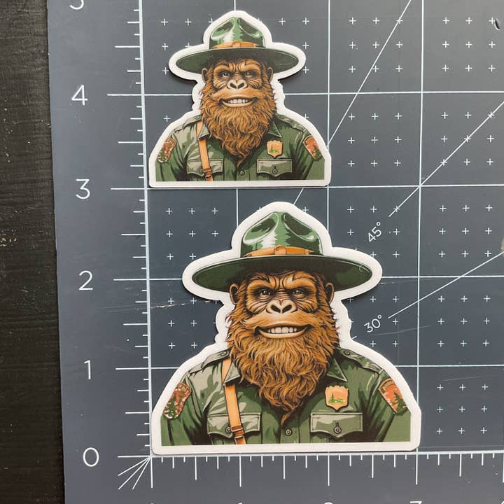 National Parks and Beyond - Wholesale Sticker - Happy Park Ranger Sasquatch or Bigfoot Vinyl 3" Sticker1