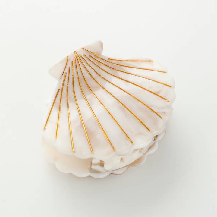 Assorted Calacatta Seashell | Hand Painted Seashell Claw Clip for wholesale on Faire