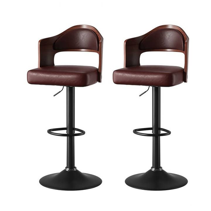 BlakOutlet - Wholesale Stool - Set of 2 Wooden Barstools PU Leather Upholstered Bar Chairs26