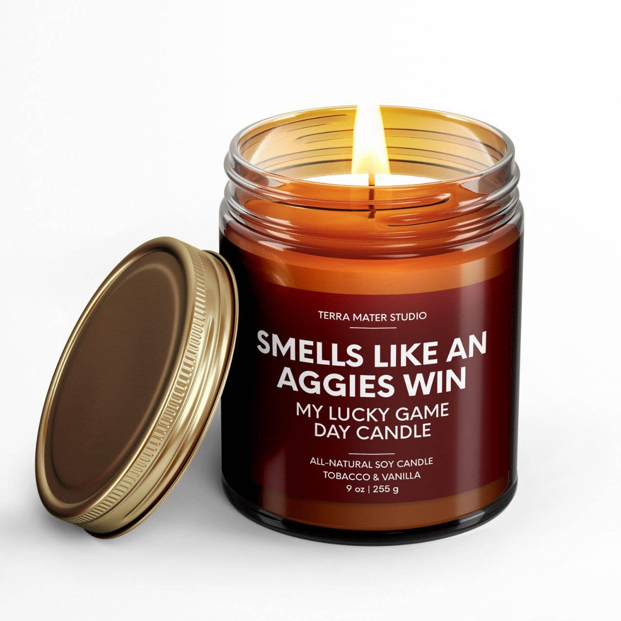 Terra Mater Studio LLC - Wholesale Jar/Filled Candle - Smells Like An Aggies Win Game Day Candle | Aggies Merch2