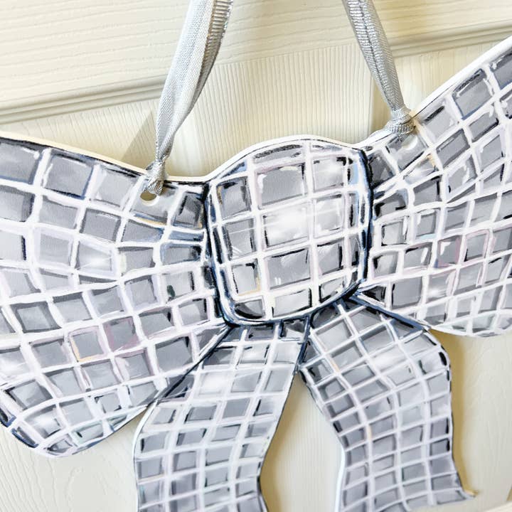 Home Malone - Wholesale Door Hanger - Disco Bow Door Hanger - Disco Ball Coquette Home Yard Decor