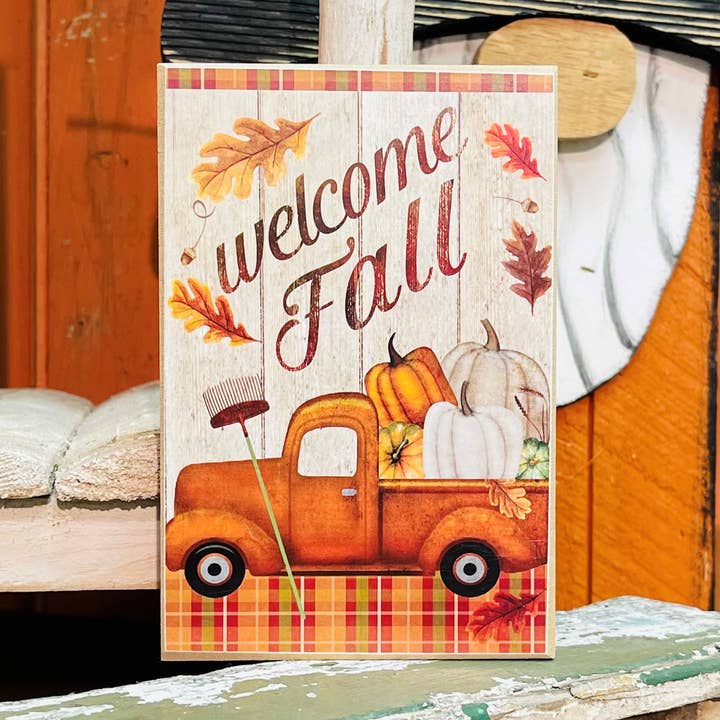 Blocco per camion con foglie autunnali e zucche BA1835 per la vendita all'ingrosso da parte di JanMichaels Art & Home